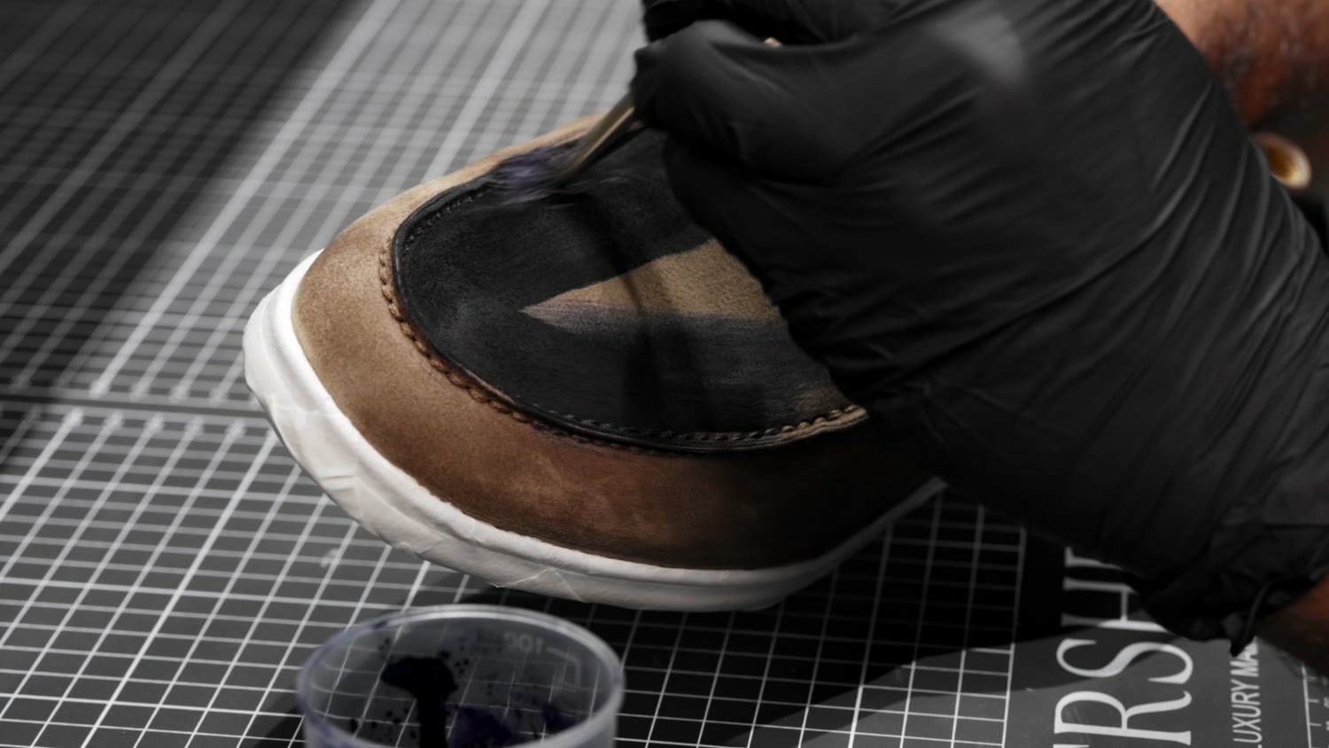 René Caovilla restoration — Colour work at the bench