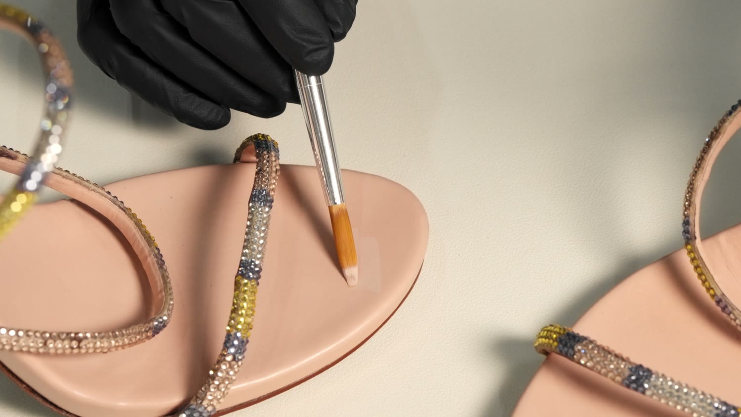 René Caovilla restoration — Colour work at the bench